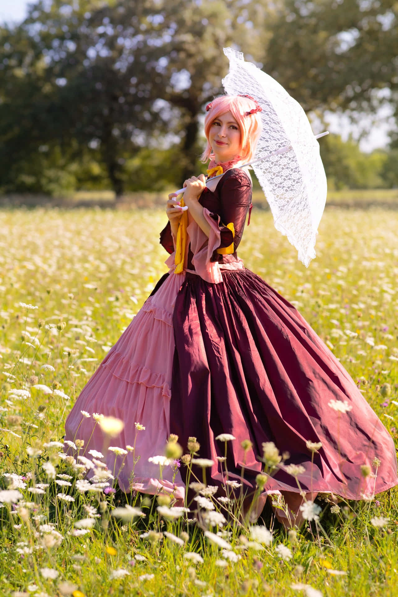 Victoriaanse Cosplay In Weide Achtergrond