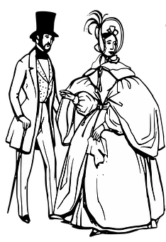 Victorian Era Couple Illustration PNG