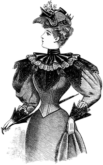 Victorian Era Woman Illustration PNG