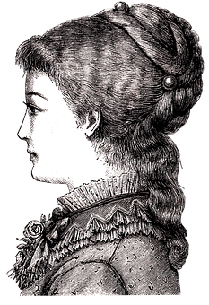 Victorian Era Woman Profile PNG