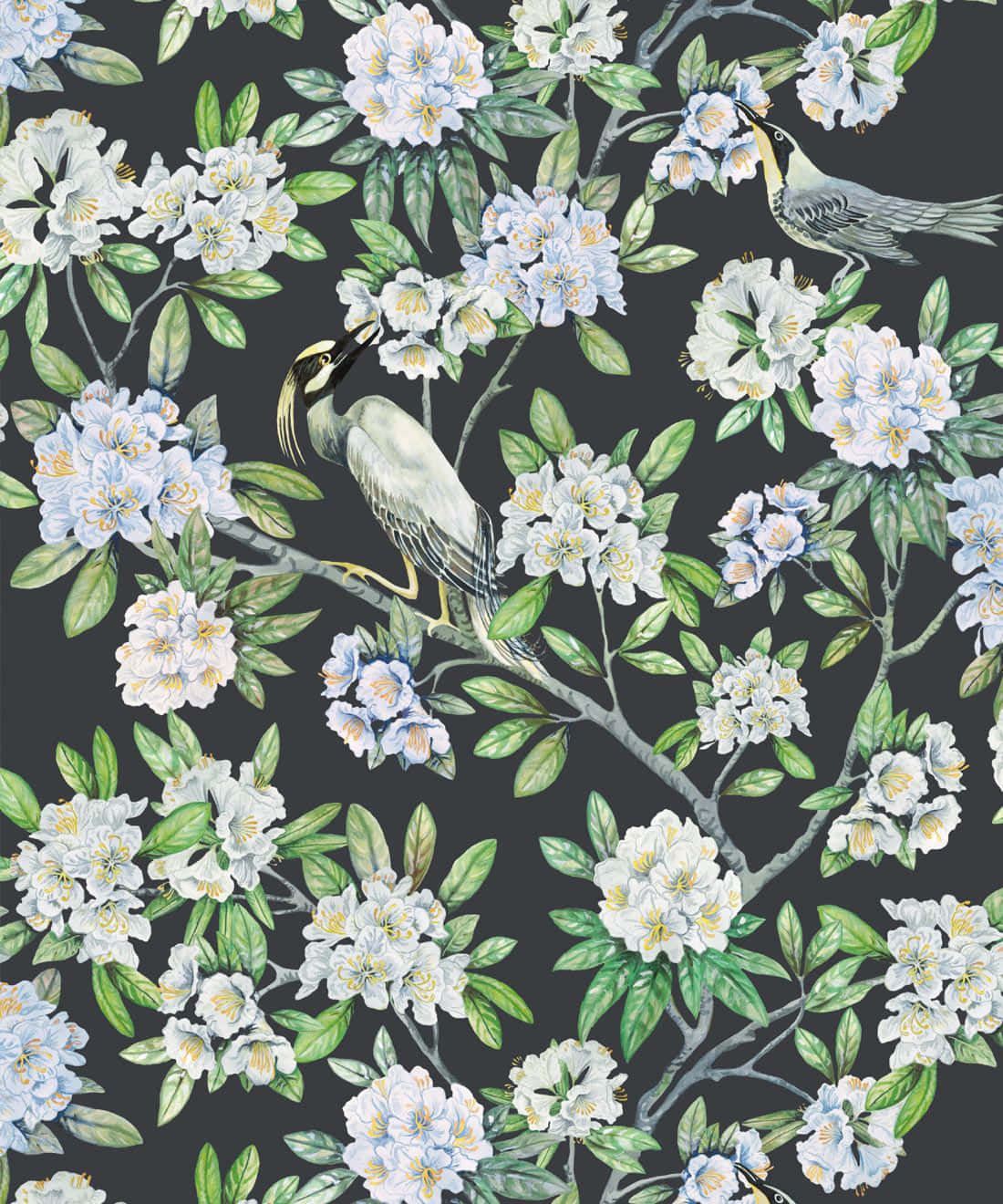 Victorian_ Floral_ Bird_ Pattern Wallpaper