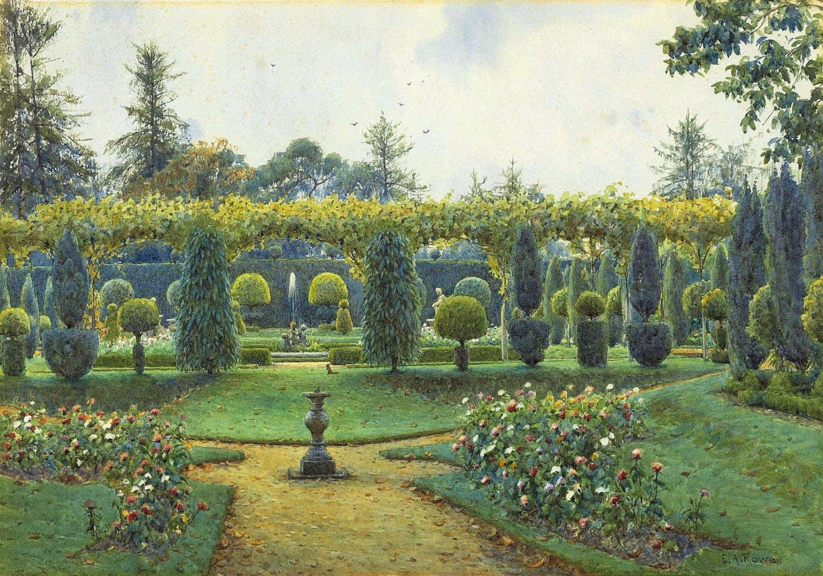 Élégance Du Jardin Victorien Fond d'écran