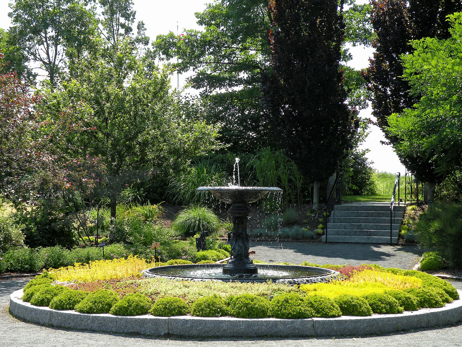 Sérénité De La Fontaine Du Jardin Victorien Fond d'écran