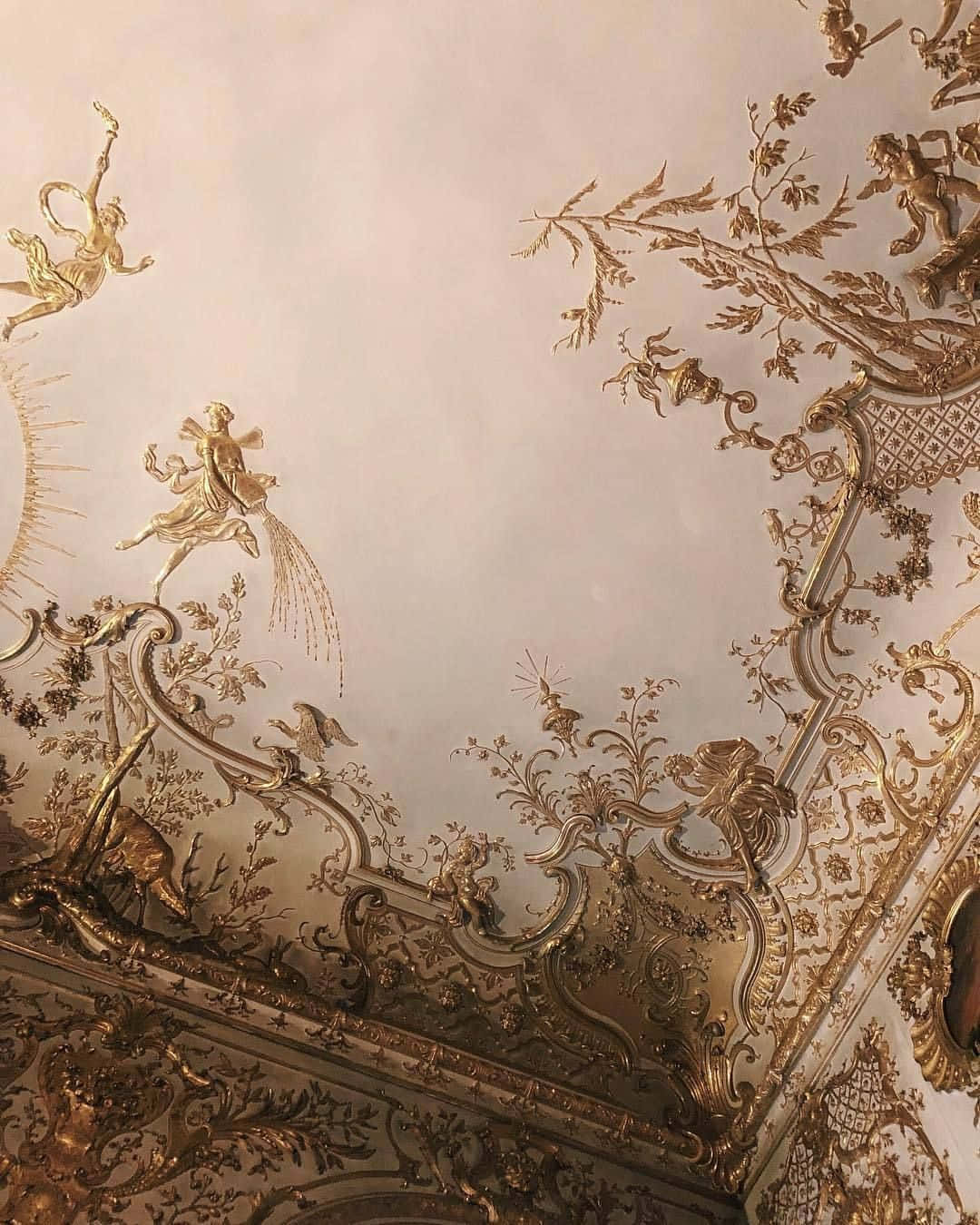 Victorian Golden Ceiling Ornamentation Wallpaper