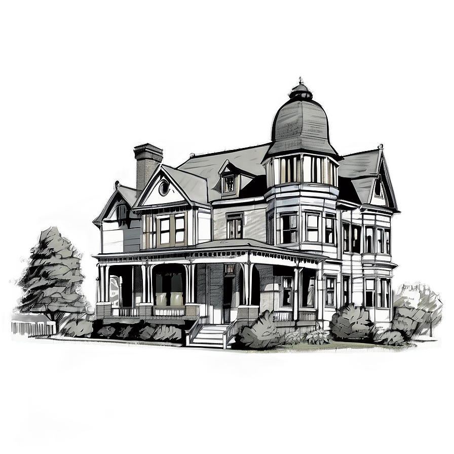 Victorian House Drawing Png 29 PNG