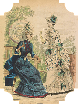 Victorian Ladies Fashion Illustration PNG