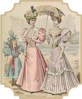 Victorian Ladies Promenade Fashion PNG