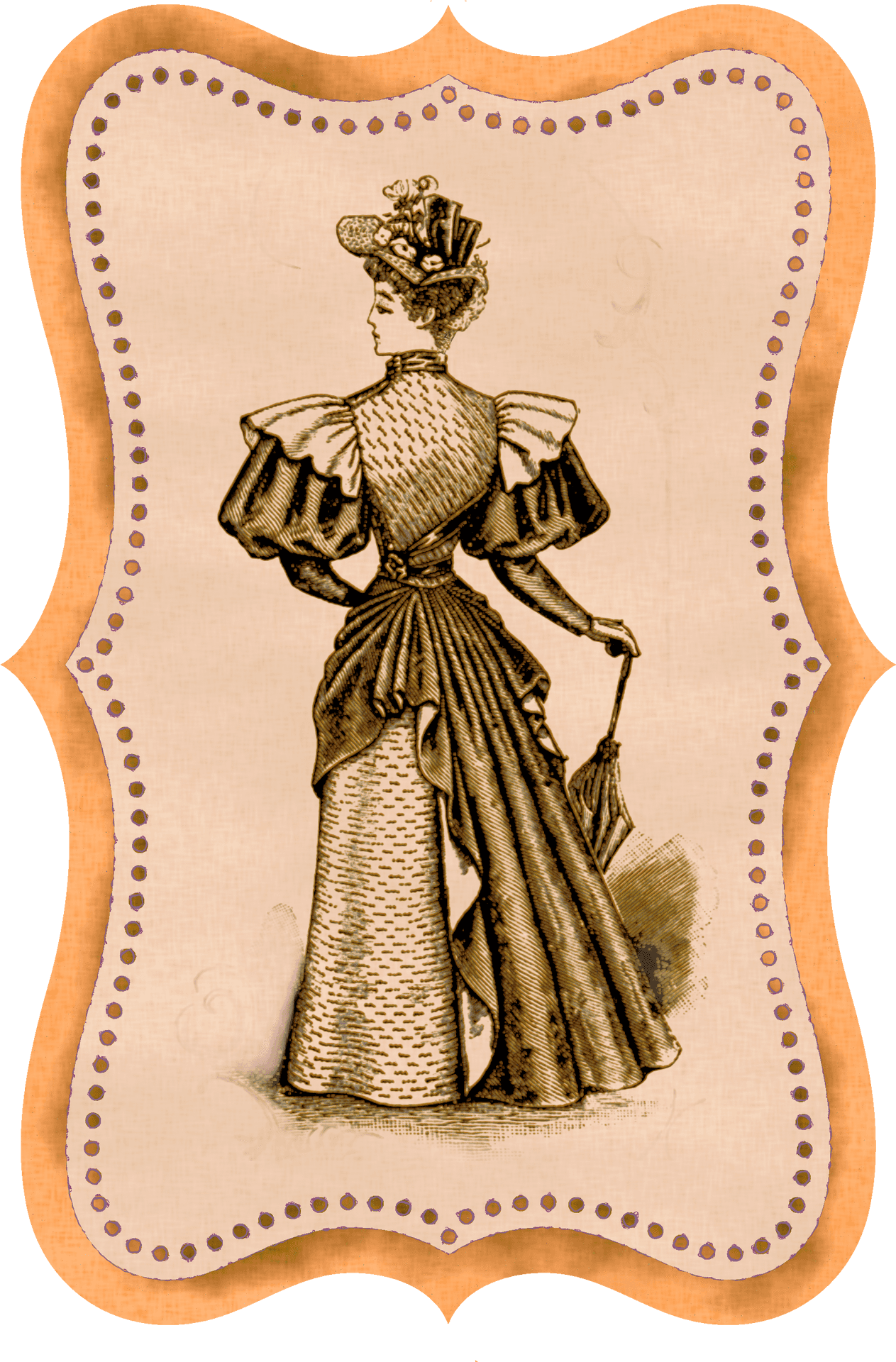 Victorian Lady Fashion Illustration PNG