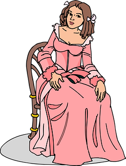 Victorian Lady Seated Illustration PNG