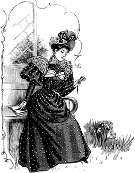 Victorian Ladywith Flower PNG