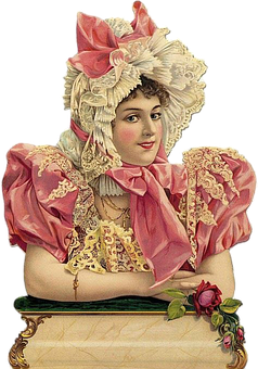 Victorian Ladywith Hatand Rose PNG