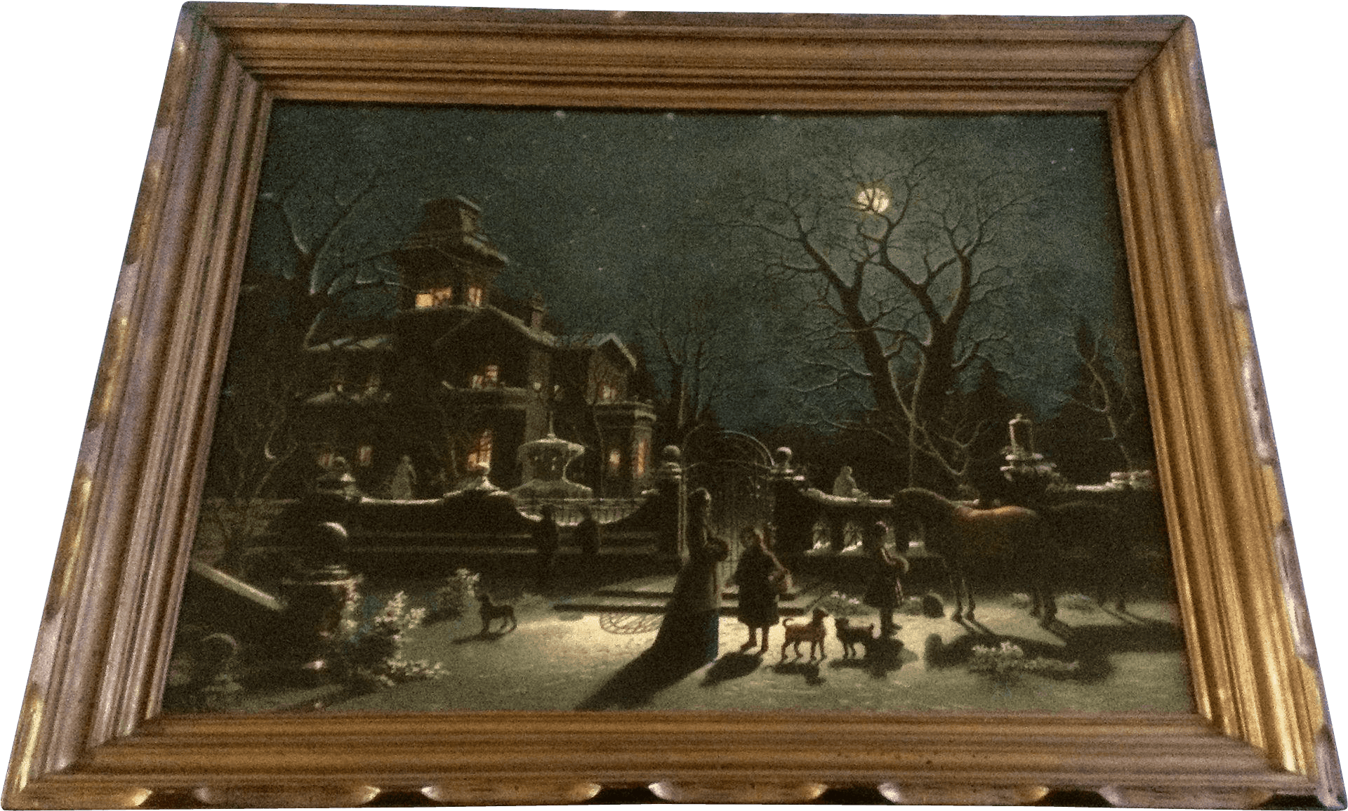 Victorian Night Scene Painting PNG