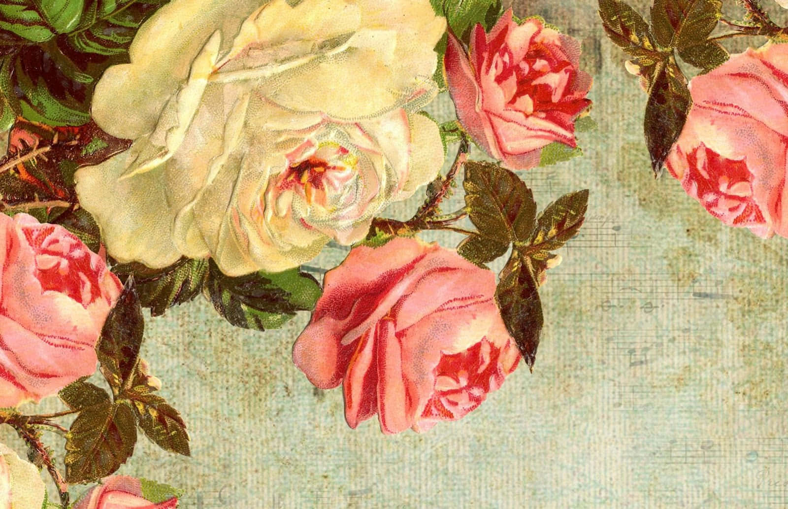 Victorian Rose Vintage Floral Wallpaper