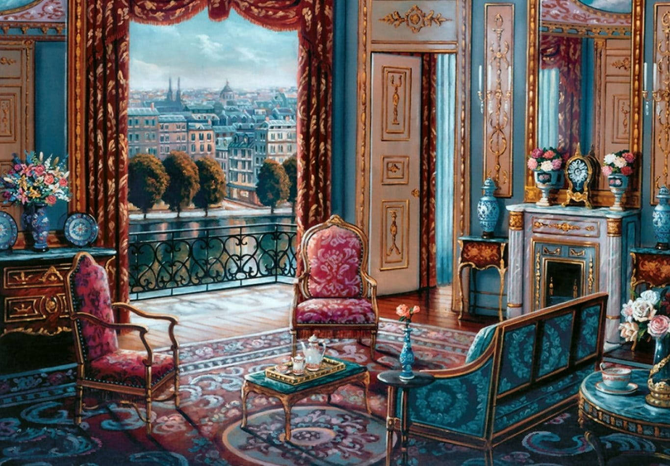 Victorian Sitting Room Painting Wallpaper