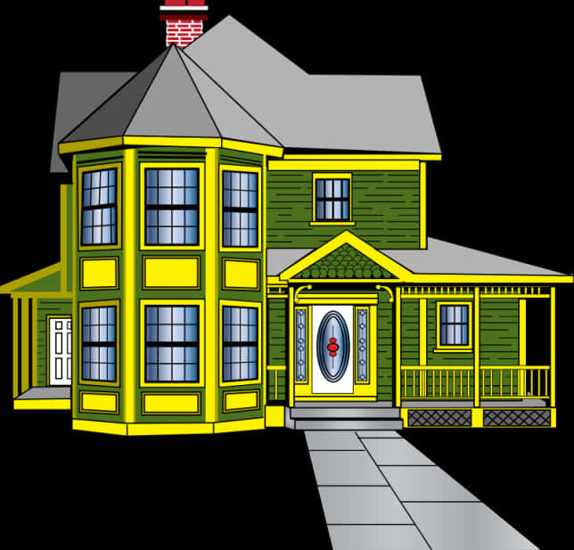 Victorian Style Cartoon House PNG