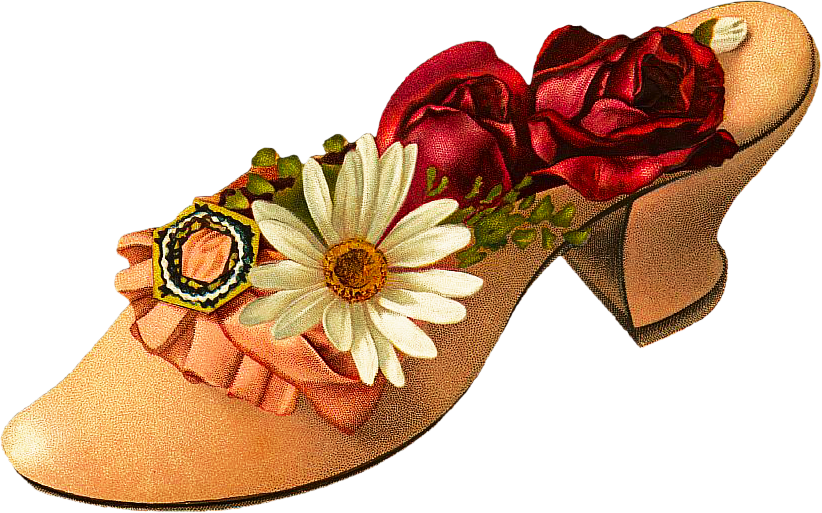 Victorian Style Floral Decorated Shoe PNG