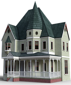Victorian Style House Rendering PNG