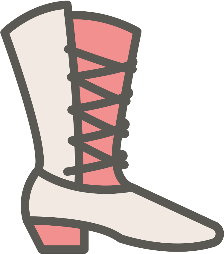 Victorian Style Lace Up Boot Illustration PNG