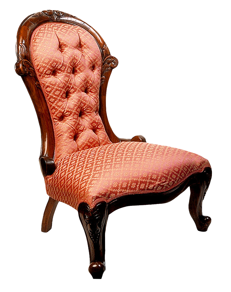 Victorian Style Red Upholstered Chair PNG