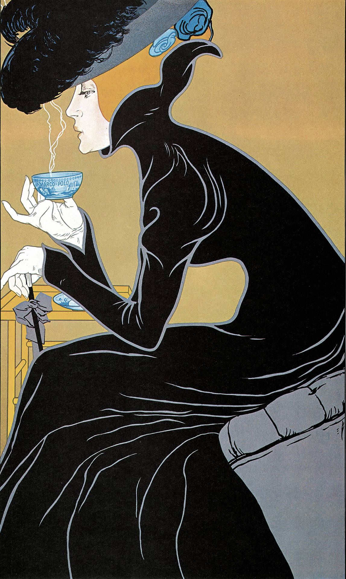 Elegant Victorian Woman Enjoying Her Tea Time Wallpaper