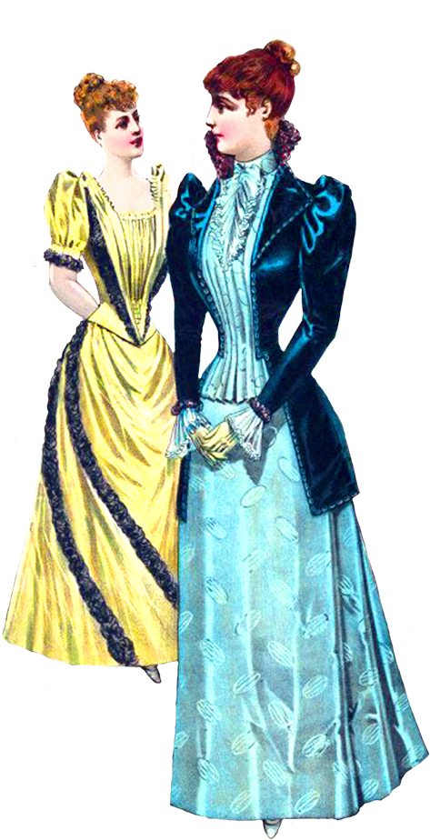 Victorian Women Fashion Illustration PNG