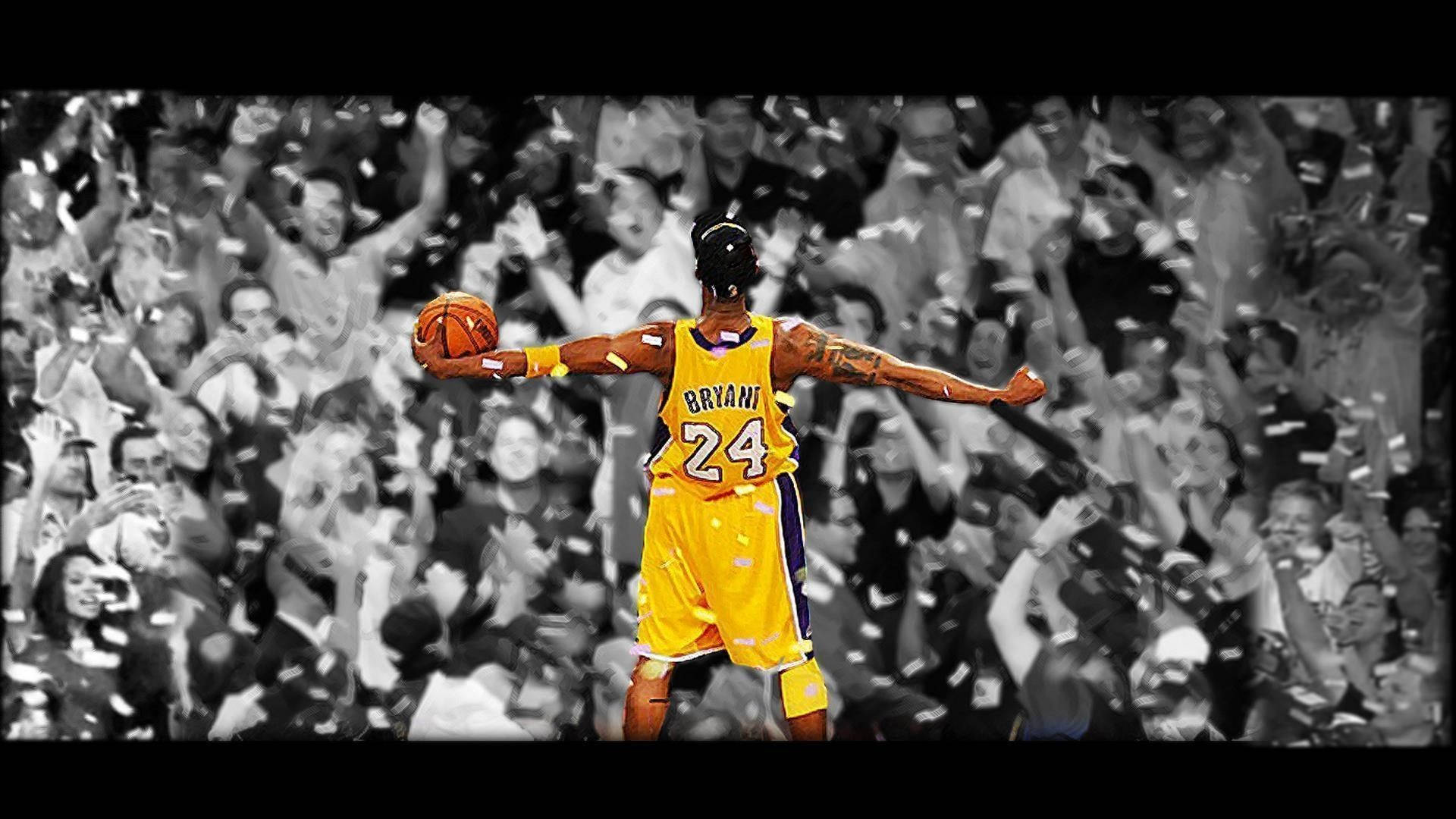 Kobe Bryant celebrates after a victorious game Wallpaper