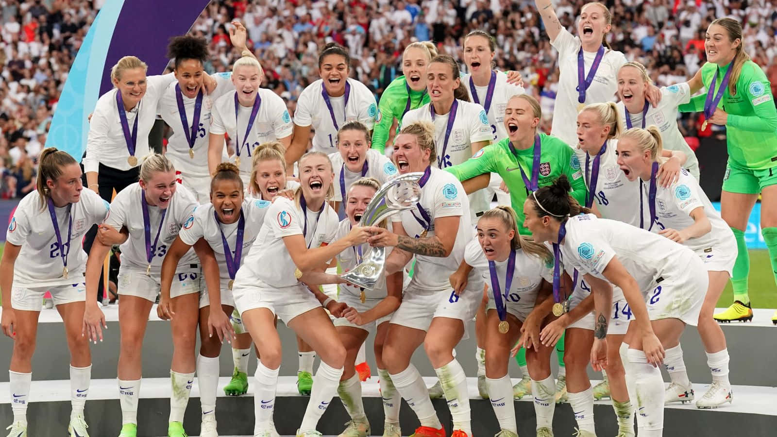 Victorious Womens Soccer Team Celebration Wallpaper