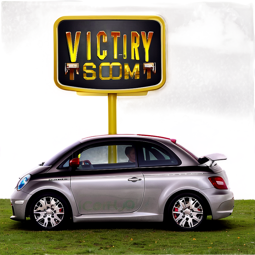 Victory Sign Silver Car PNG