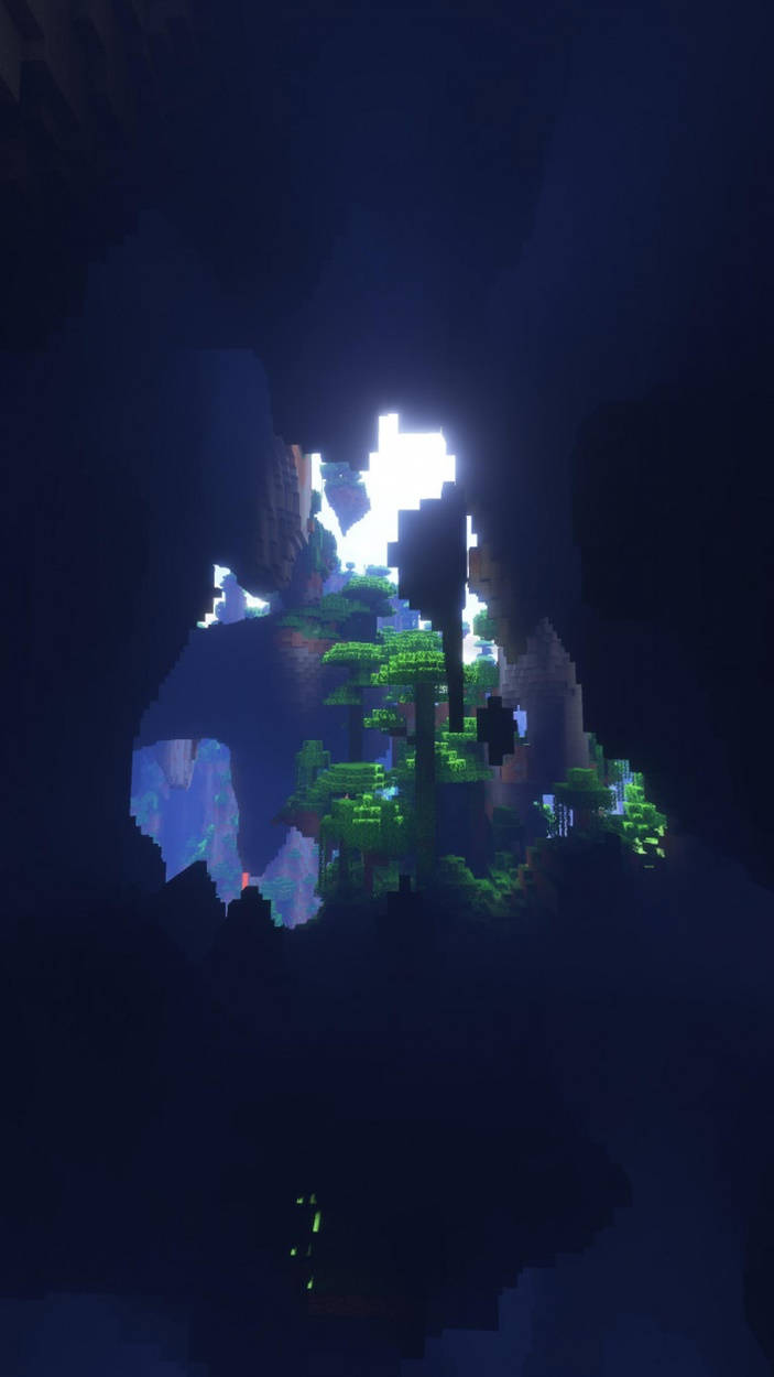 Entradaa La Cueva De Videojuego Minecraft Para Iphone. Fondo de pantalla