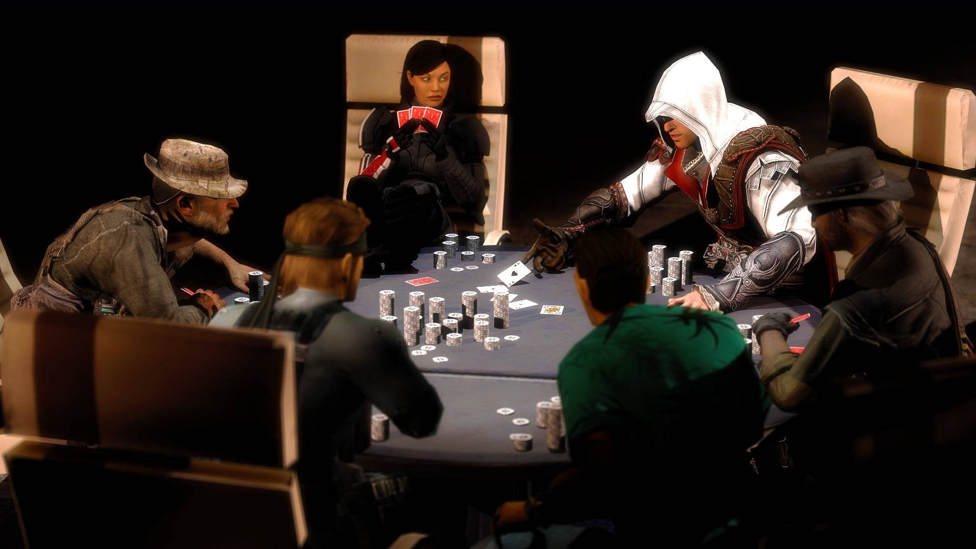 Video Game Characters Play Poker Wallpaper