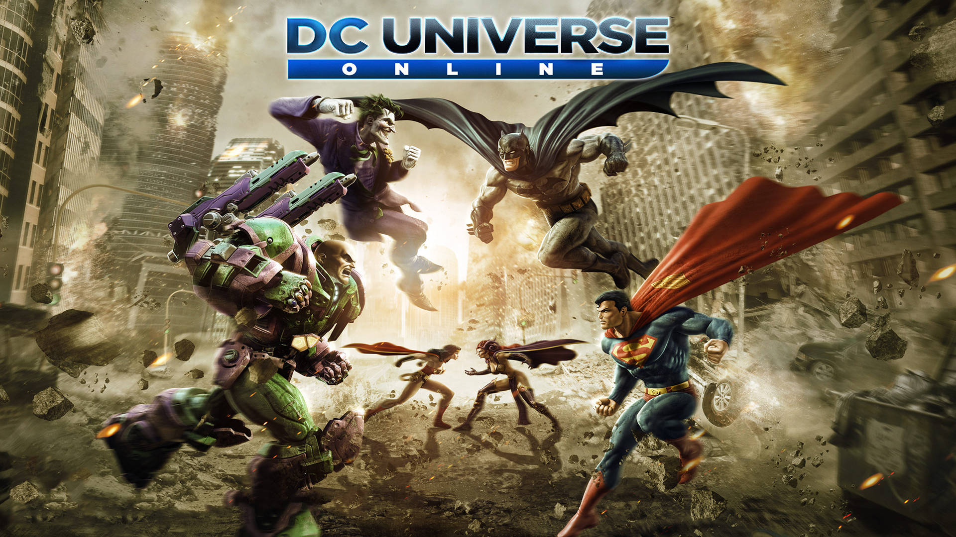 Spil DC Universe Online helte mod skurke på tapetet. Wallpaper