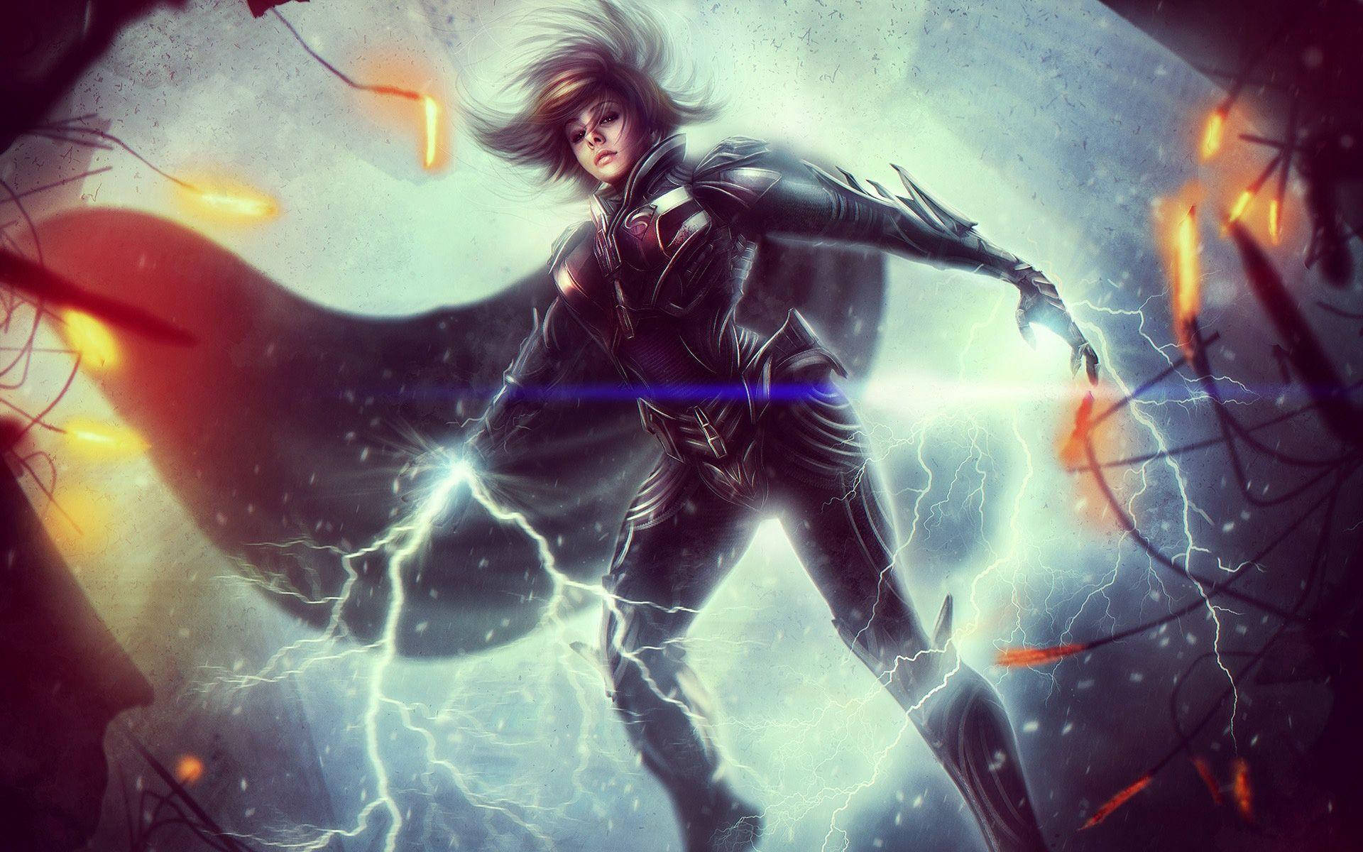 An epic battle unfolds in DC Universe Online - Dynamic Superhero Fanart Wallpaper