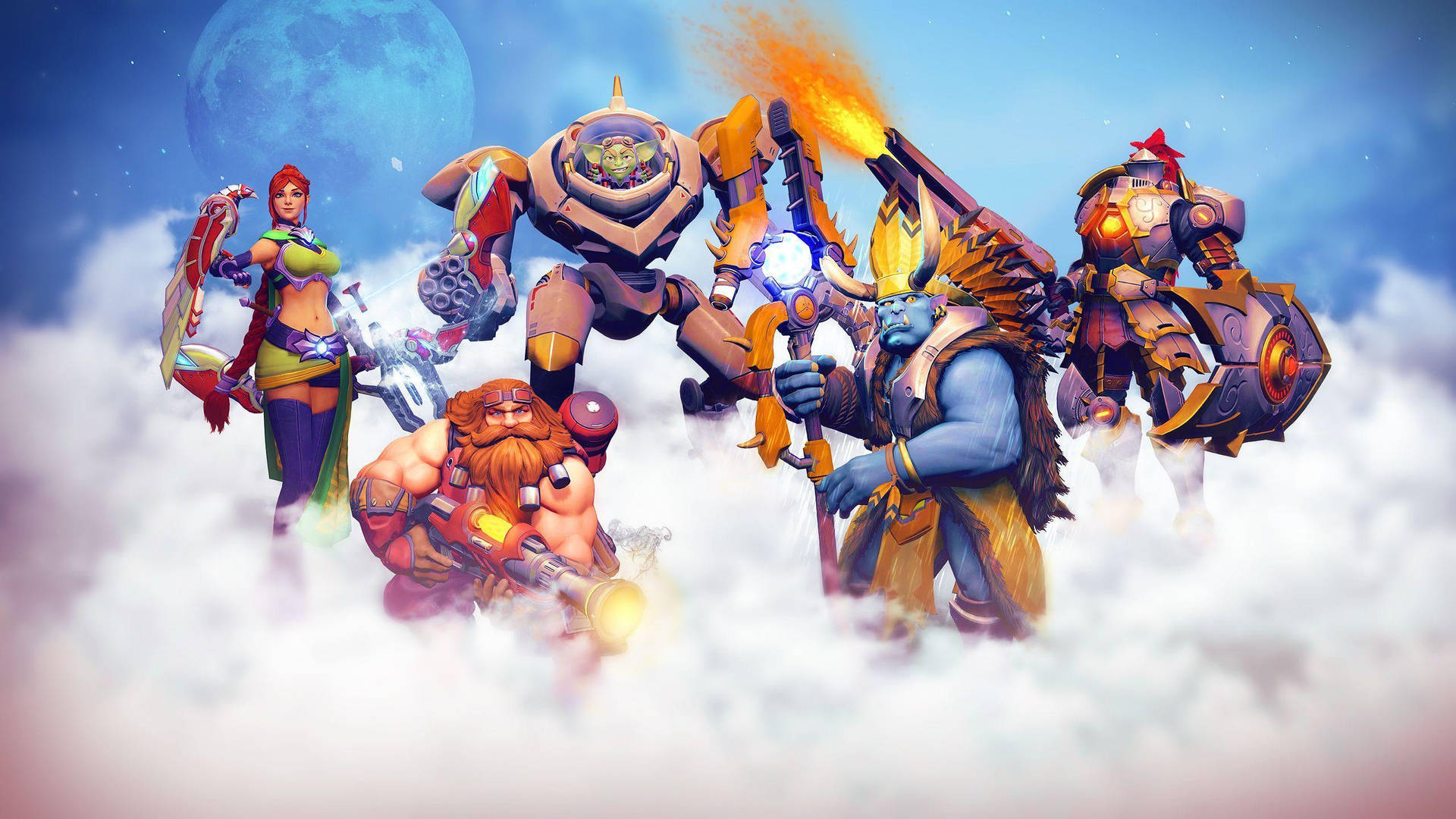 Video Game Paladins Champions Crew On Clouds Wallpaper