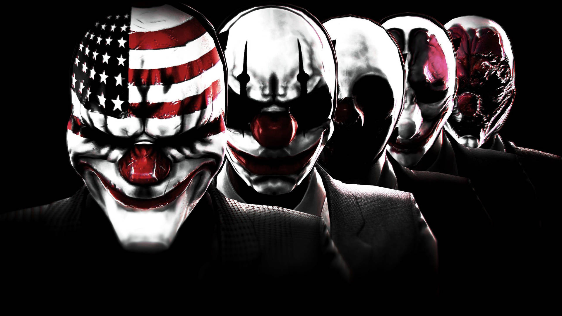 Video Game Payday 2 Five Scary Mask Wallpaper
