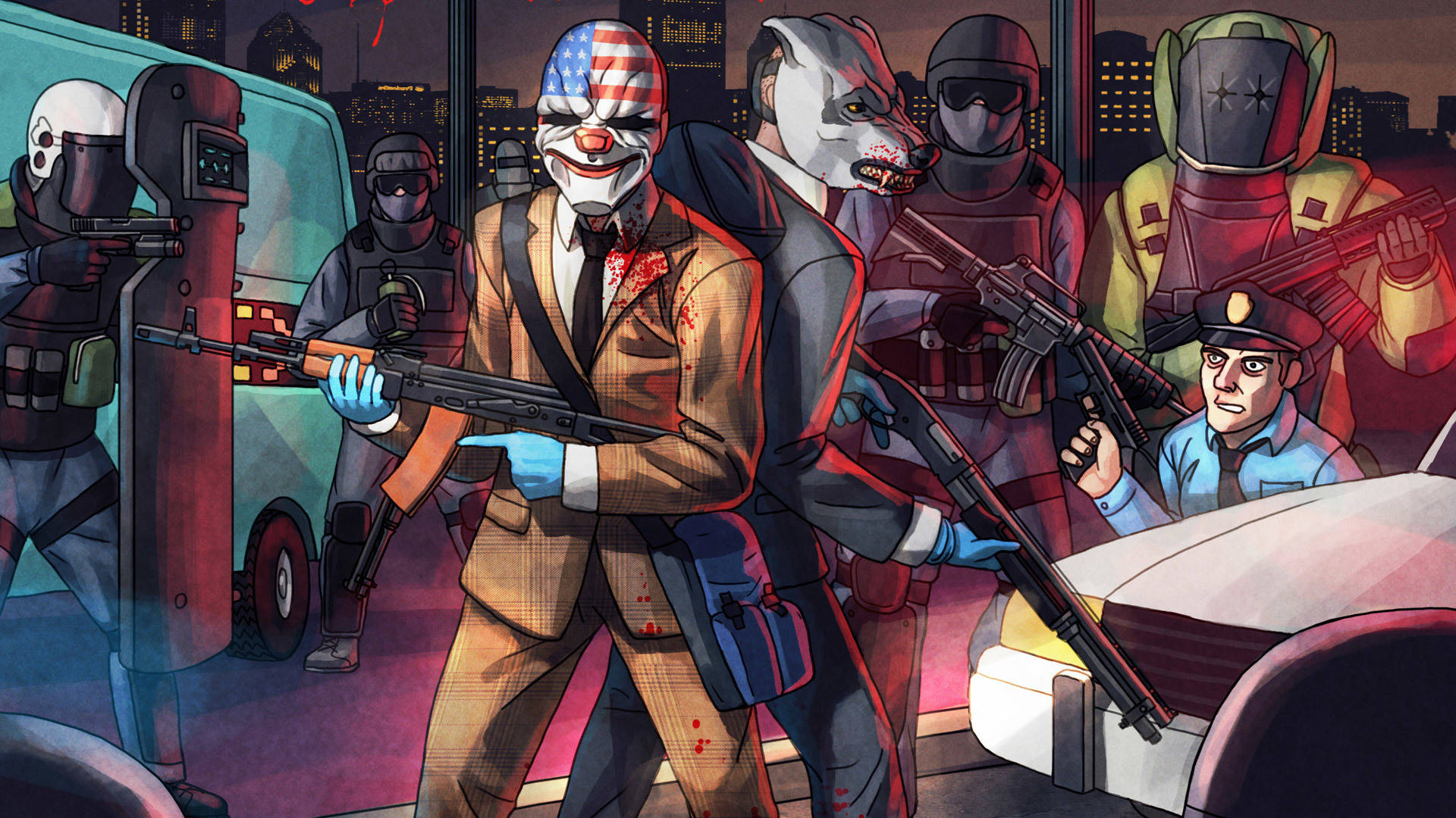 Video Game Payday 2 Hotline Miami Wallpaper