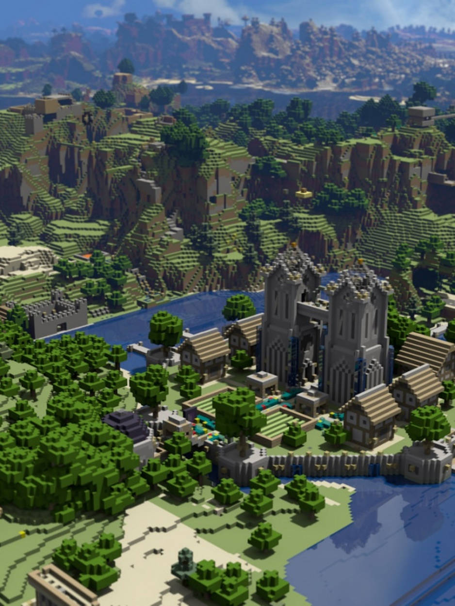 Video Game Town Interface Minecraft Iphone Wallpaper