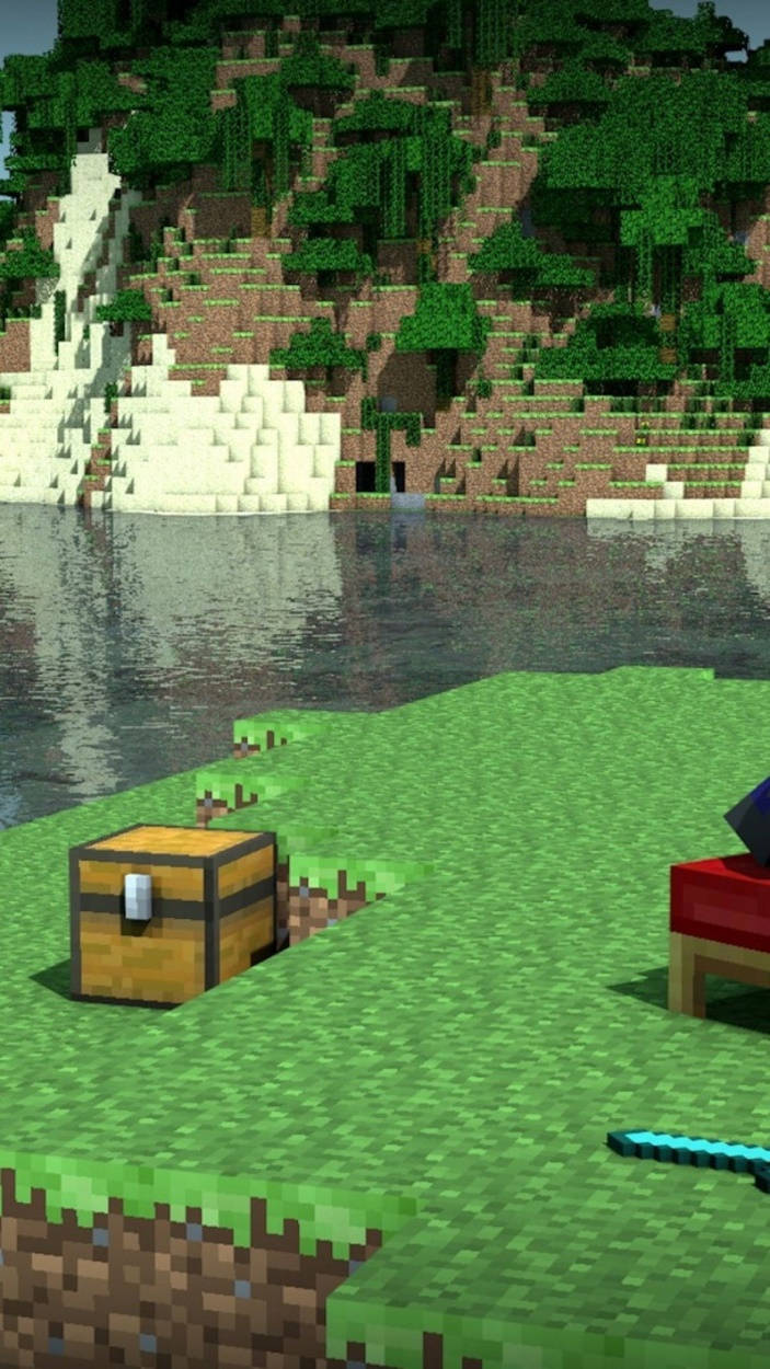 Video Game Treasure Box Minecraft Iphone Wallpaper