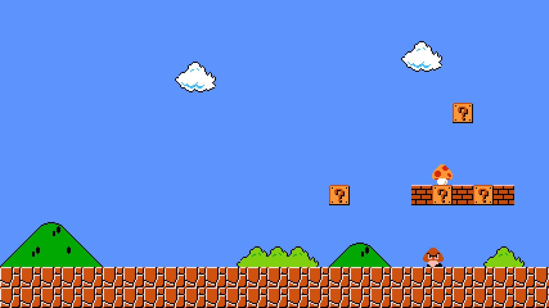 Ettnintendo Mario-spel Med En Karaktär På Toppen Av En Tegelsten