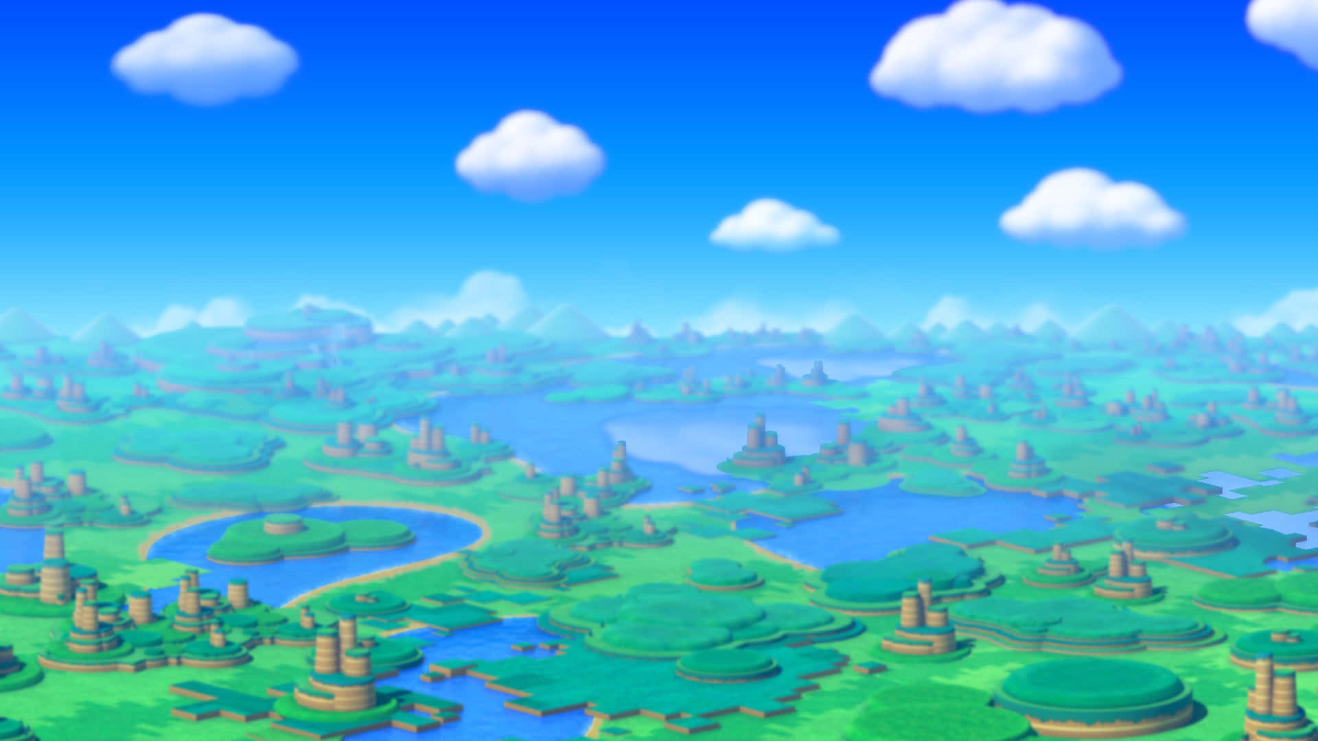 A Zelda World With A Lot Of Trees And Clouds