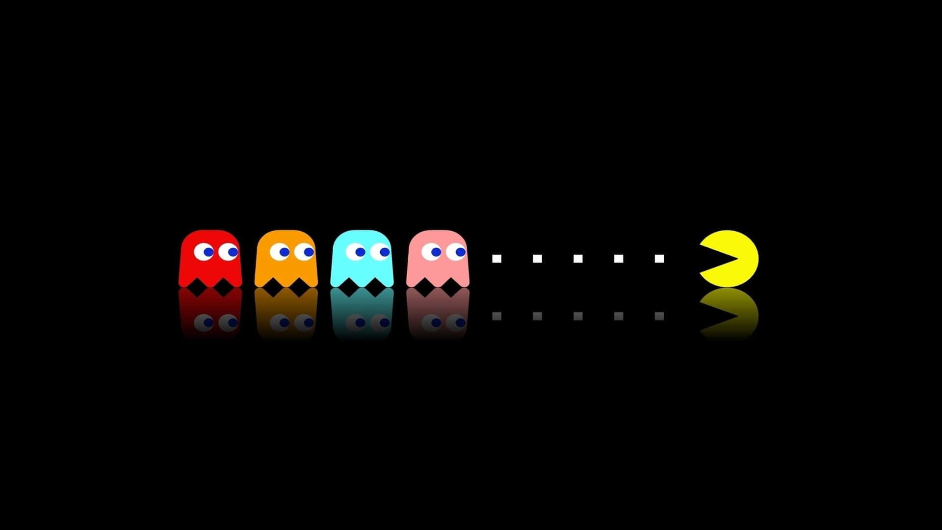 Bakgrundmed Gulliga Karaktärer Från Pac-man I Zoomad Videospelsstil.