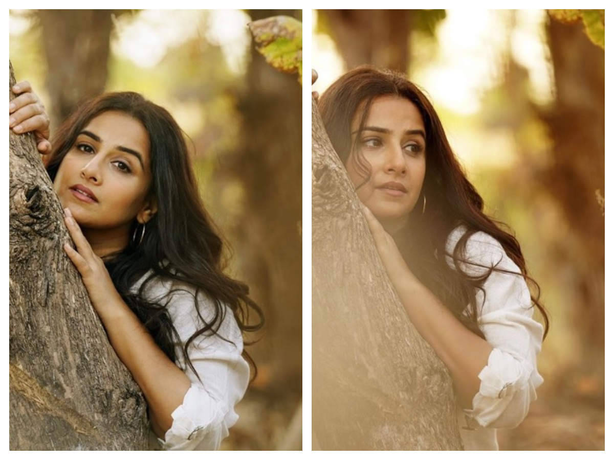 Vidya Balan Skov Collage Tapet - En collage af smukke skovscener med Bollywood stjerne Vidya Balan. Wallpaper