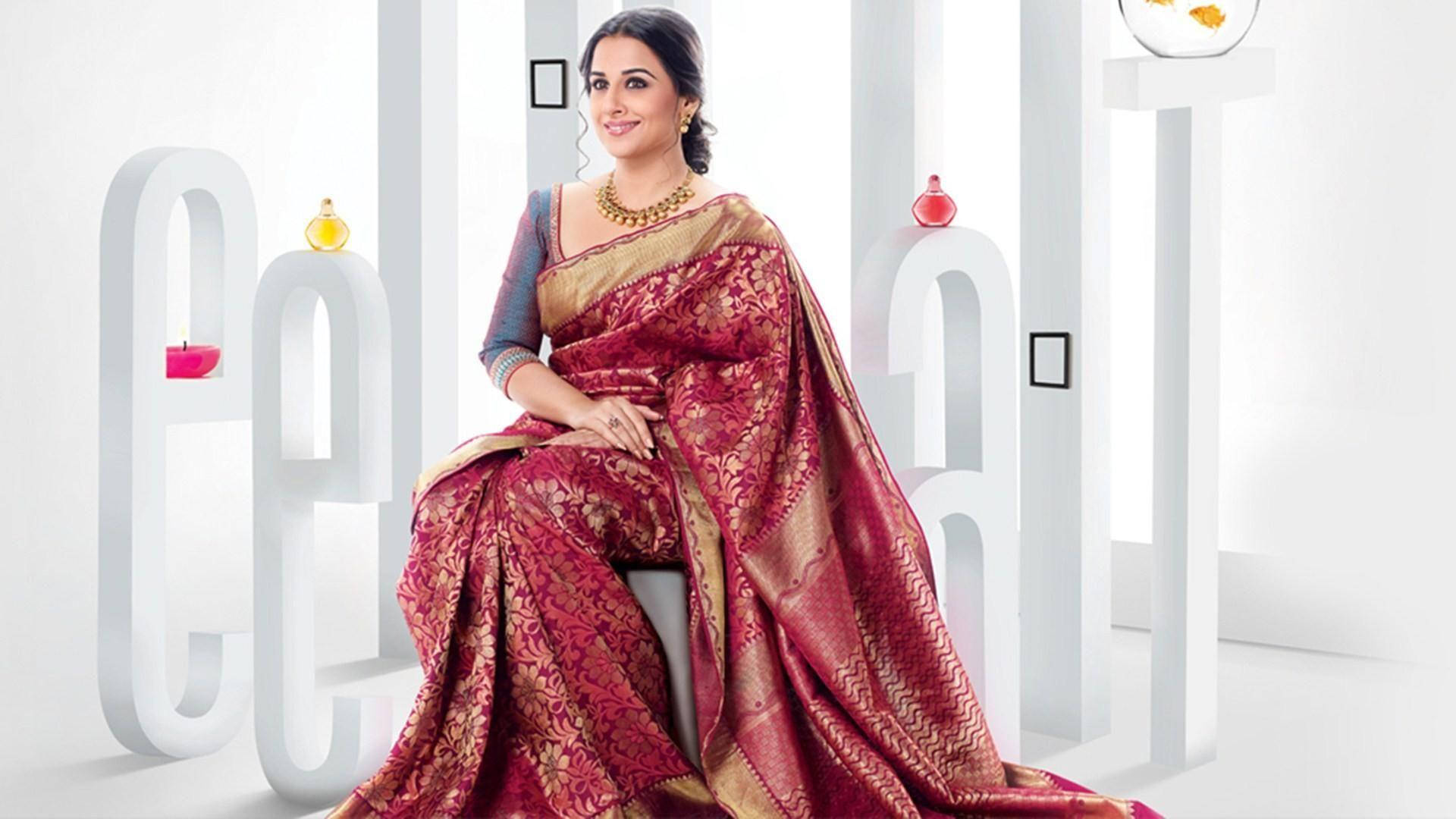 Vidya Balan i brokade sari Wallpaper
