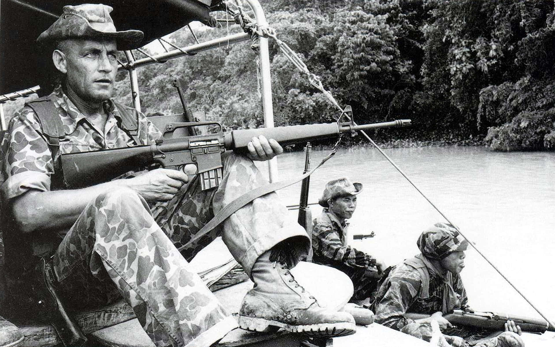 Vietnam Krig Gråtone Billede