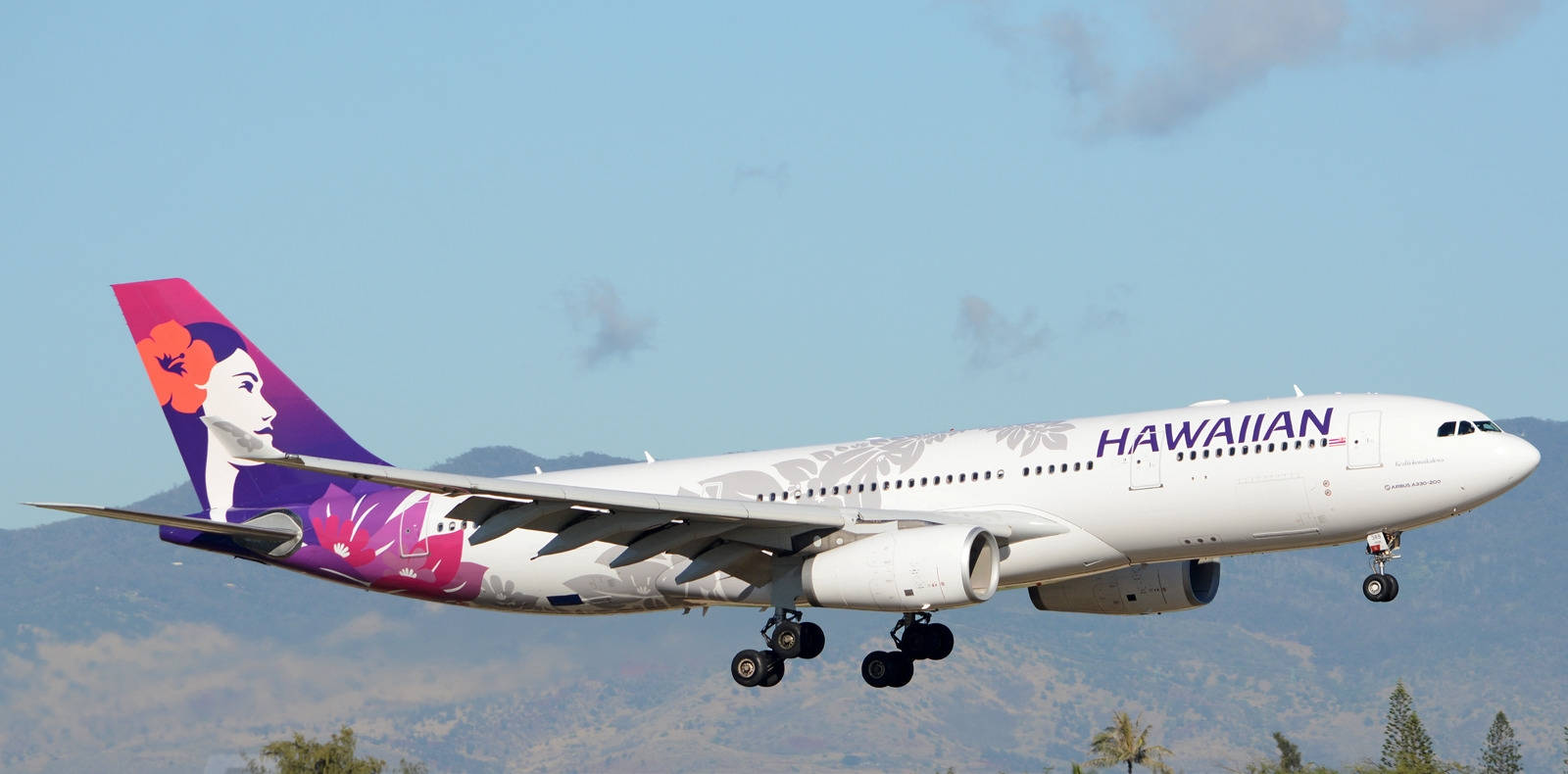 View Of A Hawaiian Airlines Plane Taking Off Wallpaper