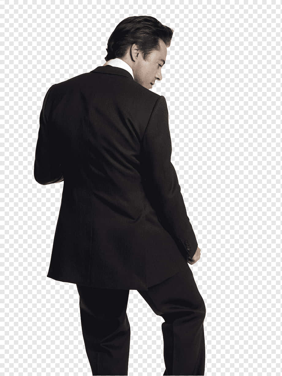 View Of Robert Downey Jr. In A Men Suit From Behind Wallpaper