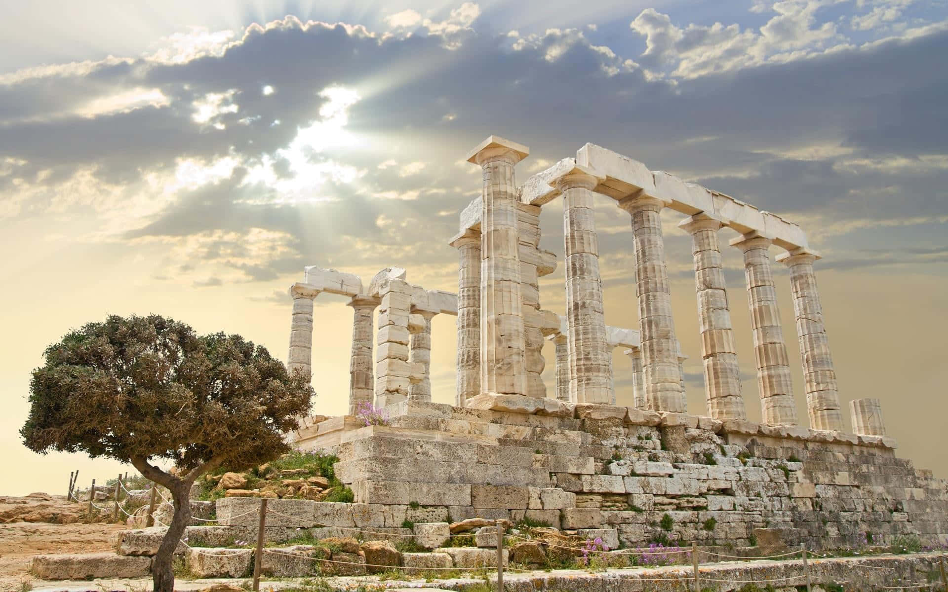 View Of The Temple Of Poseidon Wallpaper