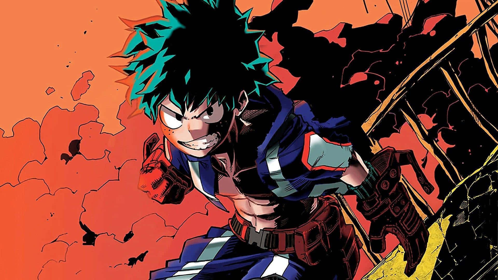 Vigilante Deku Action Pose Wallpaper