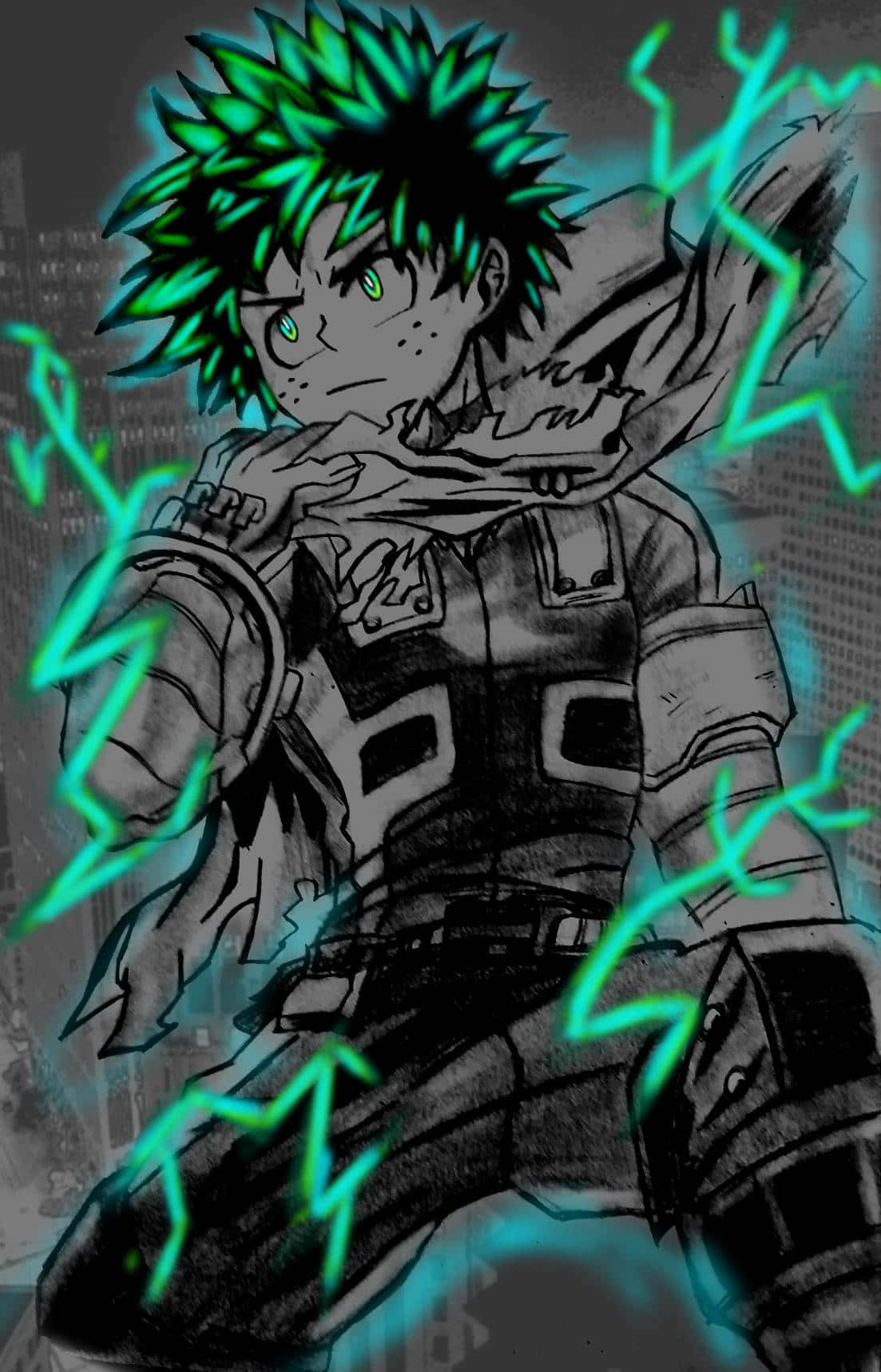 Download Vigilante Deku Electric Aura Wallpaper | Wallpapers.com