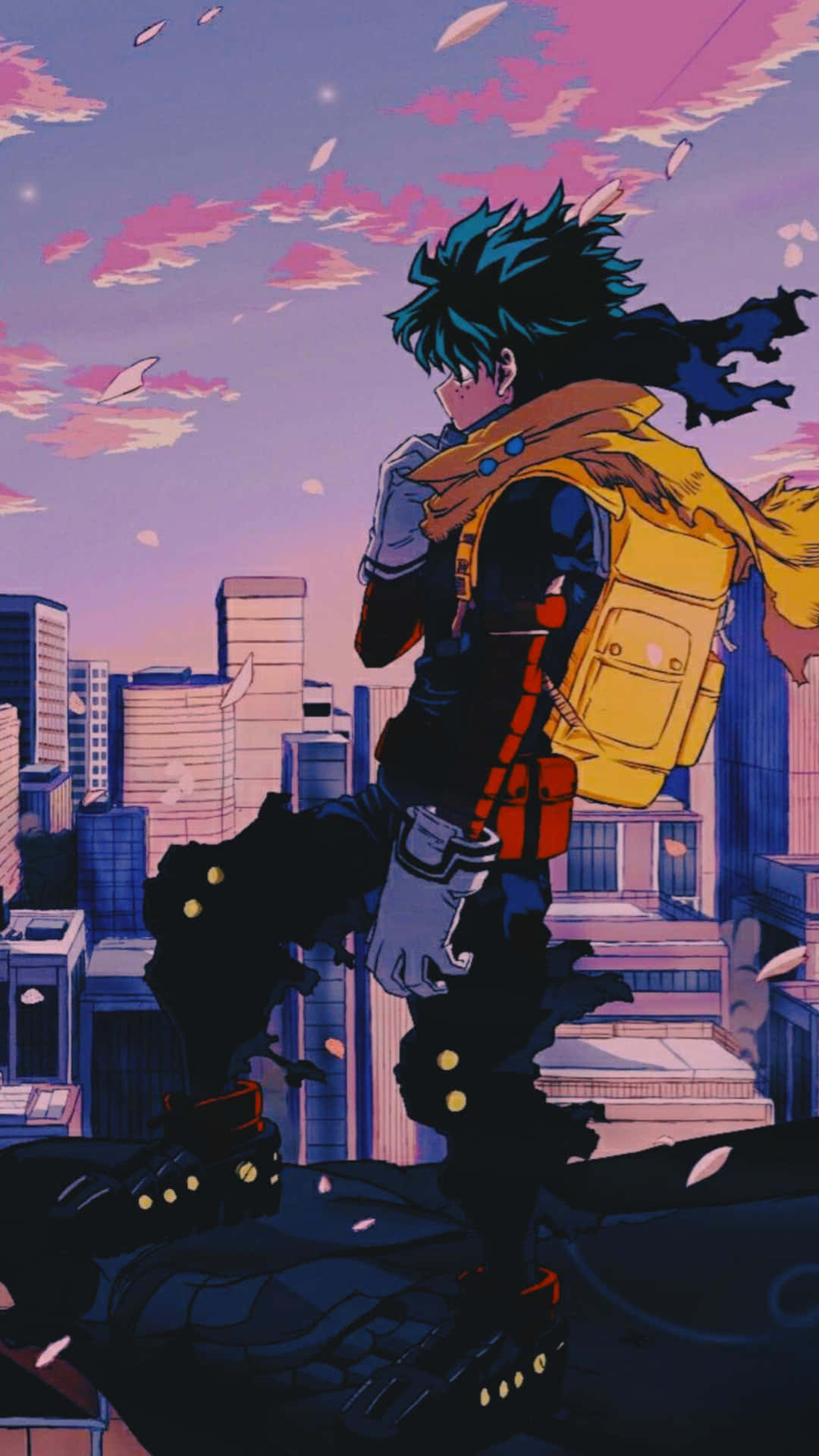 Vigilante Deku Overlooking City Wallpaper