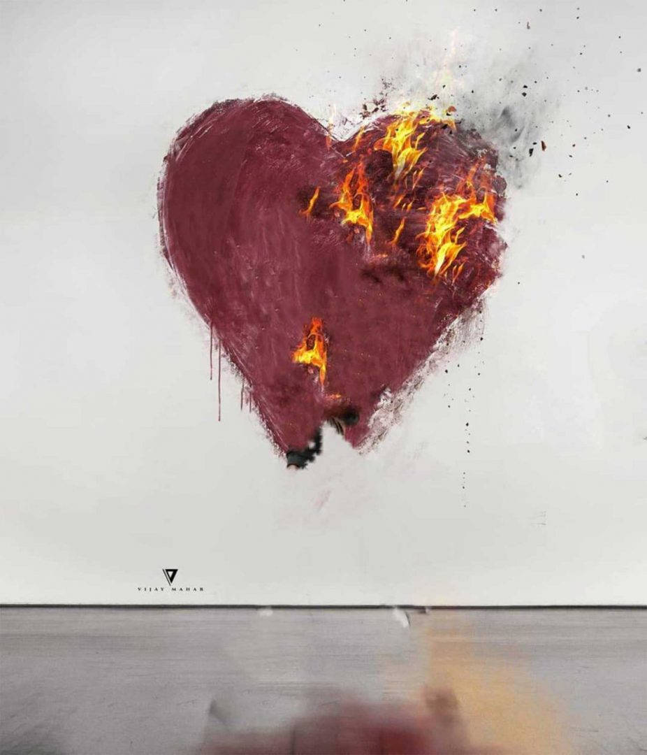 Vijay Mahar Heart With Flames Edit Wallpaper